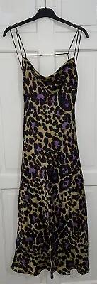 Zara Multicolour Leopard Print Camisole Midi Dress With Flowing Neckline Size S • £29.99