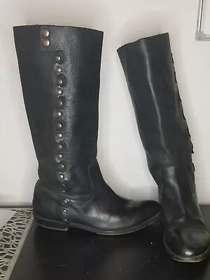 Nine West Studded Knee High Black Leather Boots Womens 9 • $38