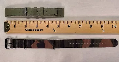 Timex Leather Expedition And Nato Nylon Woodland Camouflage Watchband Lot 20mm • $16