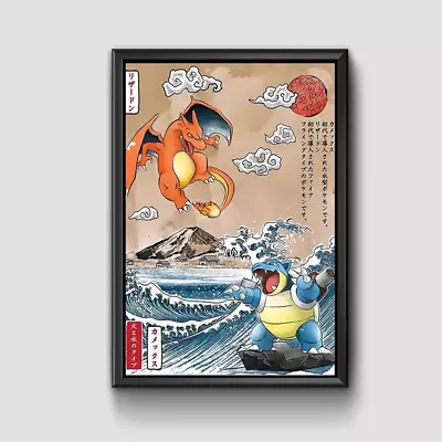 £16.99 • Buy Pokemon Charizard & Blastoise Japanese Wall Art Canvas | High Quality Poster 