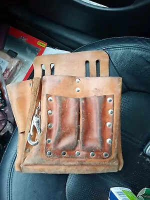 $37.89 • Buy Klein Tools Leather 5165 Electrician’s Tool Belt Pouch Made In USA Tool Bag