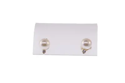 MIKIMOTO Blue Lagoon 14k GOLD 6.8mm Akoya Pearl Diamond Stud Earrings With Box • $558.14