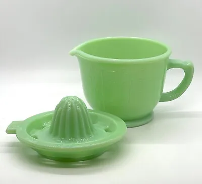 Vintage Style Depression Style Jadeite Green Glass Reamer Juicer 2 Cup Measuring • $24