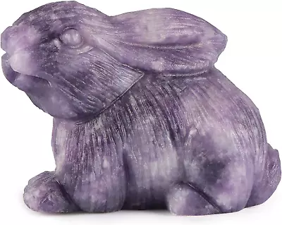 Artistone 2  Purple Lepidolite Crystal Rabbit Figurines 2 Inch Carved Gemstone • £22.58