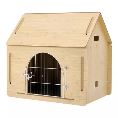 Wooden Dog Kennel In/Outdoor With Waterproof Roof Pet House Shelter Animal Hut • £45.95