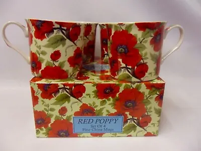 £15.99 • Buy Set Of 4 Gift Boxed Poppy Design Fine China Palace Mugs