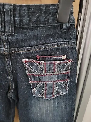 Boys George Jeans Age 7-8 Years 122-128cm. Blue With Union Jack Details To... • £4
