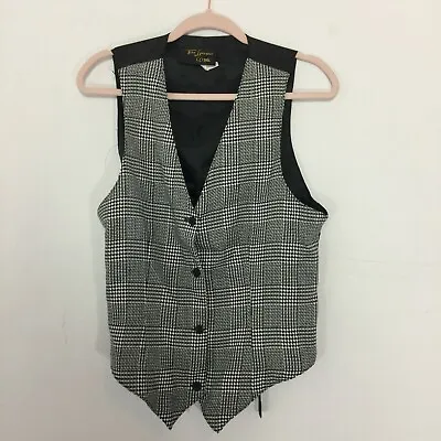 Toni Garment For CC Magic Women's Vest Medium Black White Diamond Vintage Tuxedo • $25