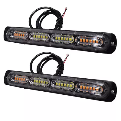 Amber White LED Emergency Warning Hazard Flash Strobe Light Bar Car Truck 2pc EA • $17.99