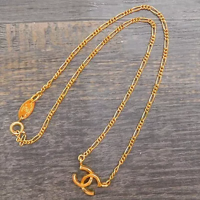 CHANEL Gold Plated CC Logos Charm Vintage Chain Necklace Pendant #425c Rise-on • £619.24