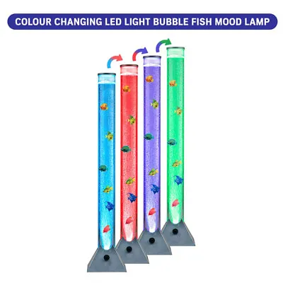 90cm Colour Changing LED Sensory Bubble Tube Lamp Mood Fish Water Silver • £20.99