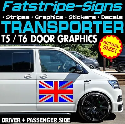 To Fit VW TRANSPORTER T5 T6 UNION JACK DOOR GRAPHICS STICKERS DECALS CAMPER VAN • £44.99