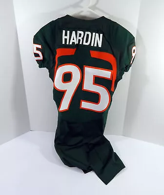 Miami Hurricanes Gavin Hardin #95 Game Used Green Jersey 42 DP41279 • $119.99