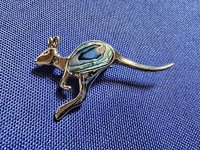 Grandma Grabe's Beautiful Vintage Gold Tone Abalone Kangaroo Brooch • $0.75