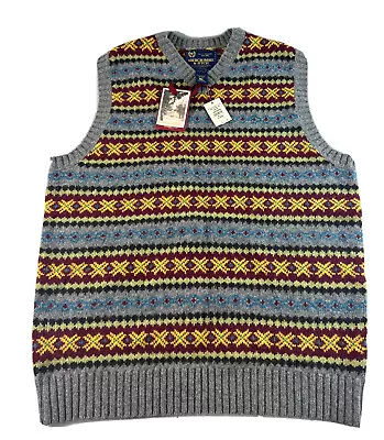 New Abercrombie & Fitch Sweater Vest Mens Sz XL Shetland Wool Nordic Christmas • $77