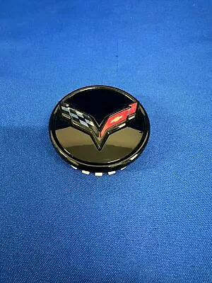 $48 • Buy C7 Corvette GM Center Cap W/Crossed Flags Logo - Carbon Flash Black