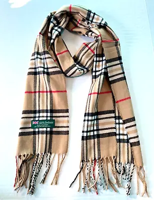 Mens Womens Winter Warm SCOTLAND Made 100% CASHMERE Scarf Plaid Camel #P108 • $7.99