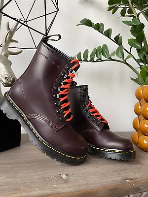 Dr MARTENS 1460 LEATHER BOOTS Ben Oxblood Orange 8 Eye Smooth UK 4 EU 37 US 6 • £99