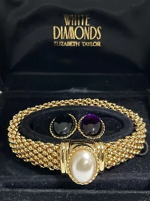 White Diamonds Elizabeth Taylor Bracelet Faux Gem Vintage Estate Jewelry In Box  • $65