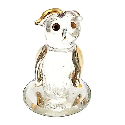 Vintage Swarovski Crystal Barn Owl Miniature With Gold Plated Accents Mirror • $25.50