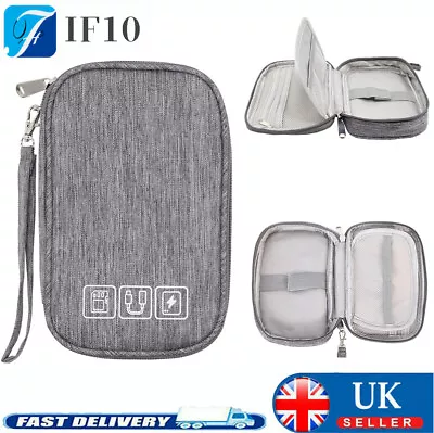 Travel Cable Storage Bag Digital Electronics USB Gadget Organiser Case Grey UK • £5.96