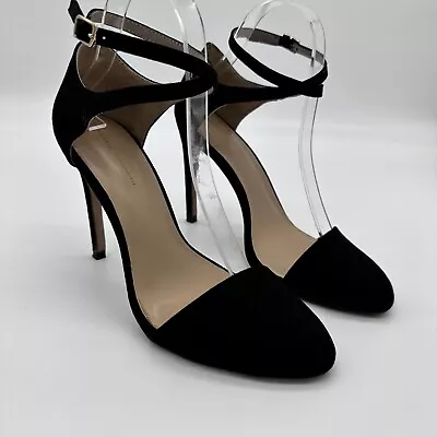 $30 • Buy Zara Black High Heel Size 39 US 8 Pump Sandal Women’s Stiletto Ankle Strap Suede