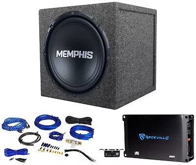 Memphis Audio SRX1244V 12  300 Watt Car Subwoofer+Sealed Box+Amplifier+Amp Kit • $237.95