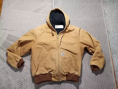 Vintage Carhartt J04 Brown Duck Canvas Distress Insulated Jacket USA Union Made • $64.95