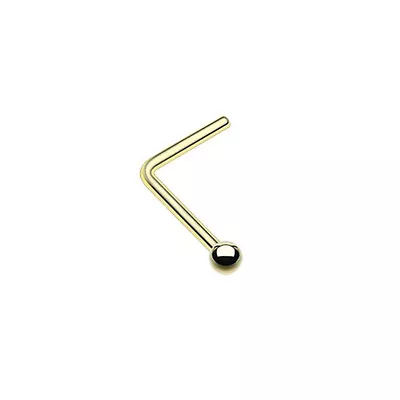 14 Karat Gold Nose Ring 20g L Shaped With 1.5mm Ball  • $23.57