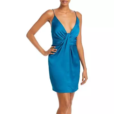 Aidan By Aidan Mattox Womens Blue Plunging Cocktail And Party Dress 2 BHFO 6688 • $9.99