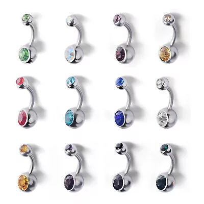 Wholesale Lot 60Pcs Belly Button Navel Rings Stainless Barbell Mix Colors 14G • $9.99