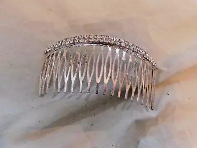 VTG Silver Tone Metal Hair Comb With Clear Rhinestones • $5