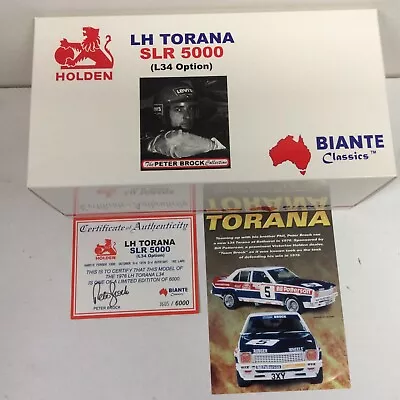 Bathurst Brock C O A Handsigned Holden #5 Torana Lh L34 Biante Classics 1/18 • $695.05
