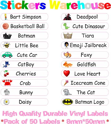 £2.49 • Buy 50 Personalised Name Labels Stickers School Tags Vinyl Stick On Kids Waterproof