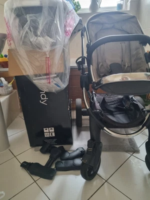 £50 • Buy ICandy Peach Stroller And Carrycot - Chrome & Black Twill