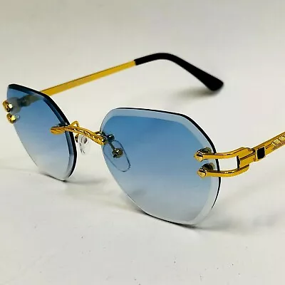 Men Sunglasses Gold Gradient Lens Eye Glasses Metal Frame Hip Hop Fashion Migos • $14.99