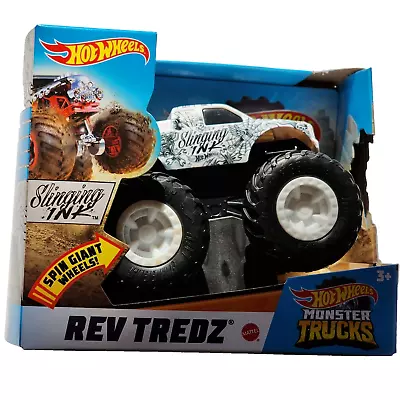 Hot Wheels Monster Jam Trucks REV TREDZ Slinging Ink Motorized Crashing Action • $15.25