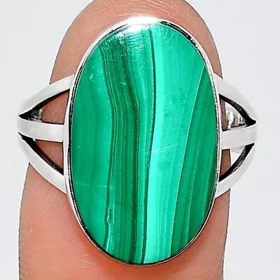 Natural Malachite Eye - Congo 925 Sterling Silver Ring S.8 Jewelry R-1003 • $11.99