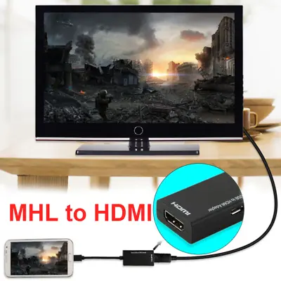 2 Meters MHL To HDMI Micro USB Adapter Cable Tablet TV 11Pin For Samsung Galaxy • £5.51