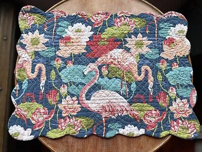 C&F Enterprises One Quilted Reversible Placemat “Pink Flamingo Lagoon” • $8.95