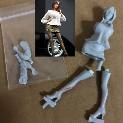 Short Skirt Girl 1/24 Unpainted Resin Model Kit Unassembled Garage Kit GK Figure • $28.63