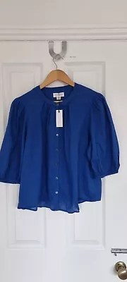 BNWT Velvet By Graham And Spencer Cotton Shirt Blouse Blue XS 6 8 • £32