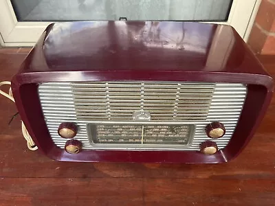 Vintage HMV MODEL 6252 Cherry Red Valve/ Tube Radio. 32 Volt. Farm Radio • $100
