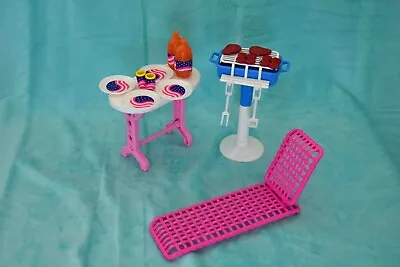 Vintage 90's Barbie Outdoor Furniture: Grill Lounge Table Accessories • $4