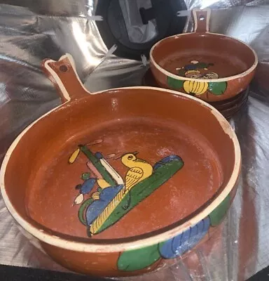 🇲🇽Rare Mexican Hand Painted Decorative Red Clay Nesting Bowls Vintage • $30