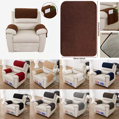 Recliner Headrest Sofa Cover Velvet Armrest Cover With Pockets Cushion Protector • $26.61