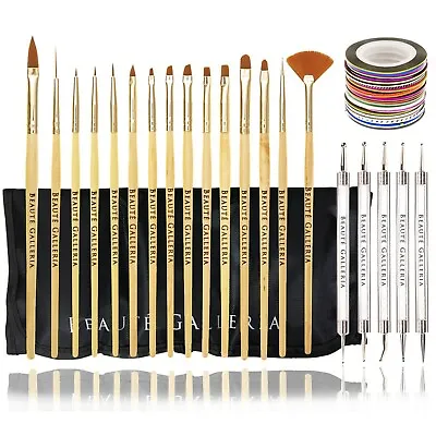 50pcs Nail Art Kit: Dotting Tool Detail Liner Acrylic Gel Brush Striping Tapes • $15.99