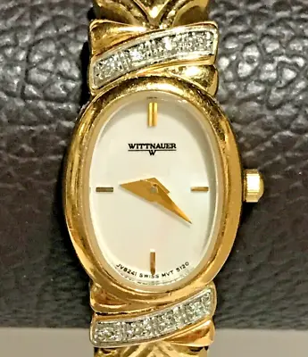 Vintage Wittnauer Genuine Diamonds MOP Swiss Ladies Dainty Dress Watch. Works. • $29.99