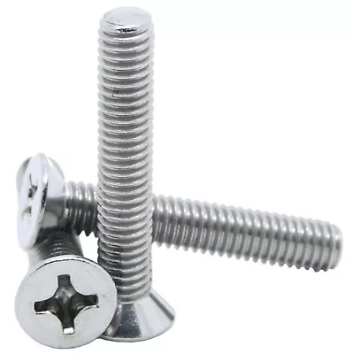 M2 M2.5 M3 M4 M5 M6 Phillips Countersunk Machine Screws Bolts A2 Stainless Steel • £2.37