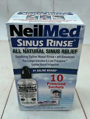 NeilMed Sinus Rinse With 240ml Bottle + 10 Premixed Sachets Exp 03/26 • £12.95